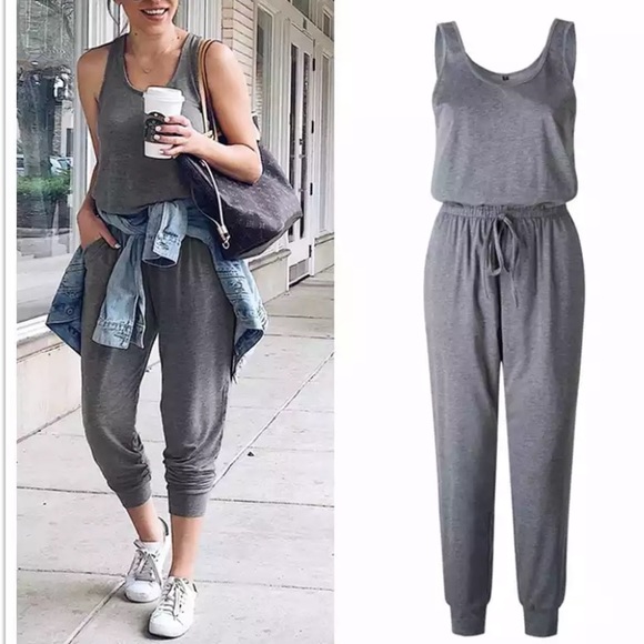 Last 1❤️Gray Anytime Jumpsuit - Picture 2 of 8